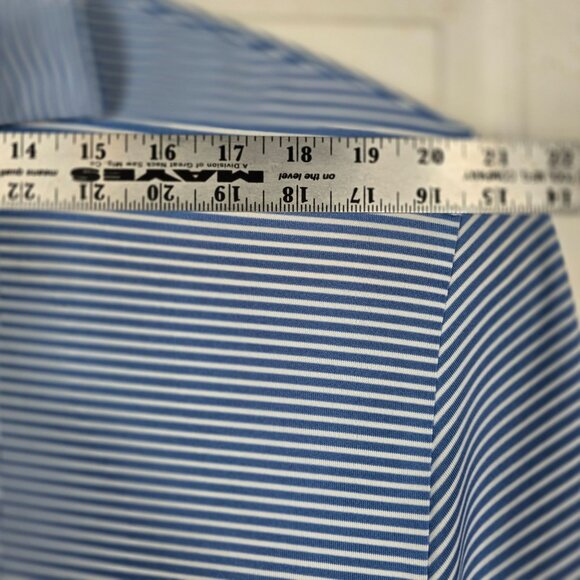 Straight Down Golf Polo Shirt Medium Men's Blue White Striped Short Sleeve - Picture 6 of 8